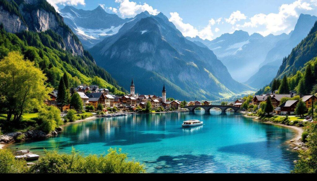 Surnommée “La Perle des Alpes”, cette ville savoyarde séduit par sa lumière et son lac turquoise