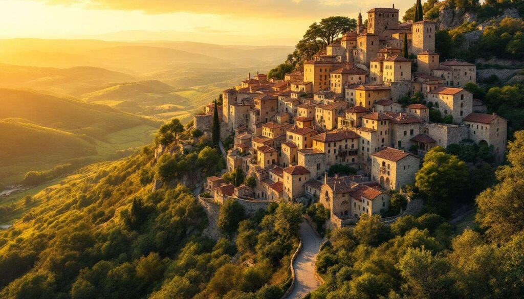 Perché sur son éperon rocheux, ce village occitan évoque un décor de chevaliers et de troubadours