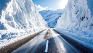 Cette route du Japon est entourée de falaises de neige !